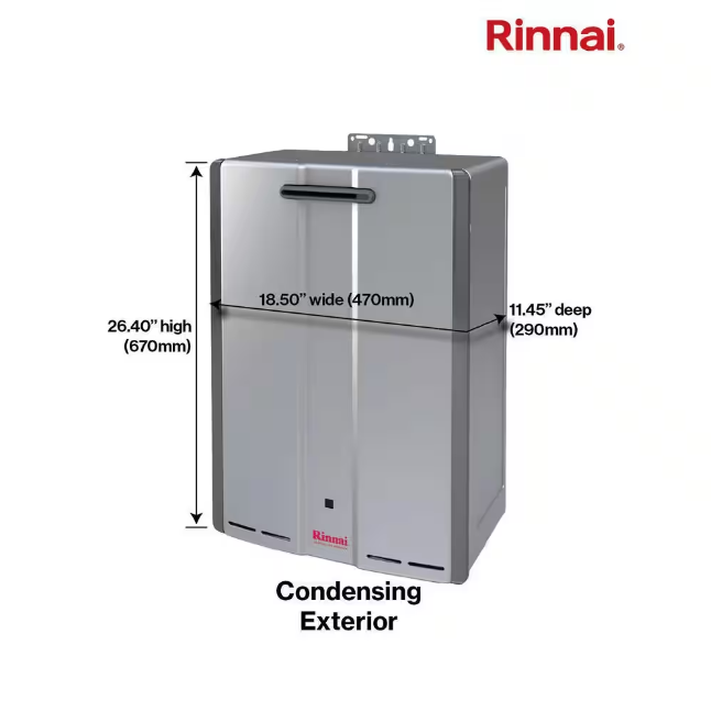 Rinnai Super High Efficiency Plus 9 GPM Residential 160,000 BTU Exterior Natural Gas Tankless Water Heater