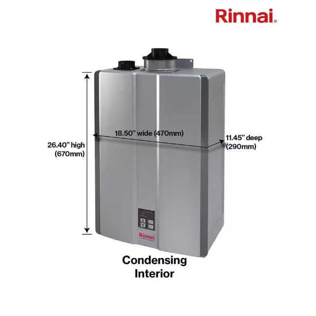 Rinnai Super High Efficiency Plus 9 GPM Residential 160,000 BTU Interior Natural Gas Tankless Water Heater