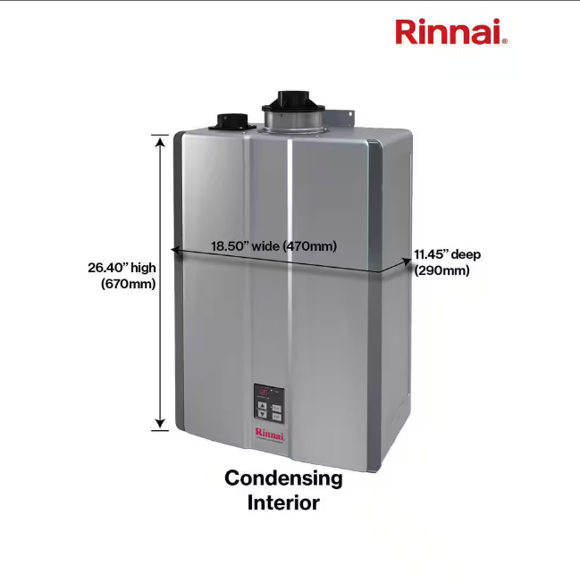 Rinnai Super High Efficiency Plus 9 GPM Residential 160,000 BTU Interior Propane Gas Tankless Water Heater